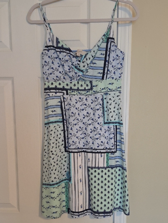 LOFT Dresses & Skirts - LOFT Light Blue & Mint Patchwork Floral Slip Dress